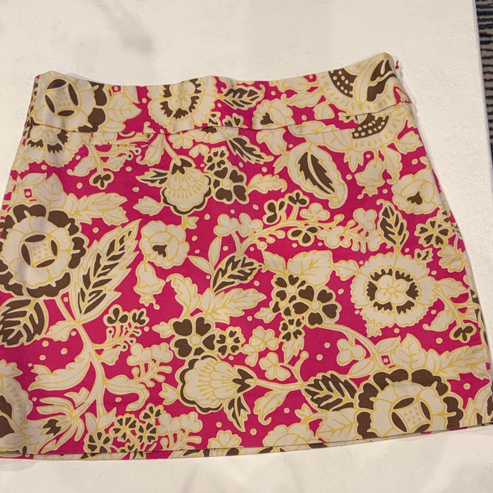 J. Crew Floral Pink and Brown Women's Mini Skirt Size 8